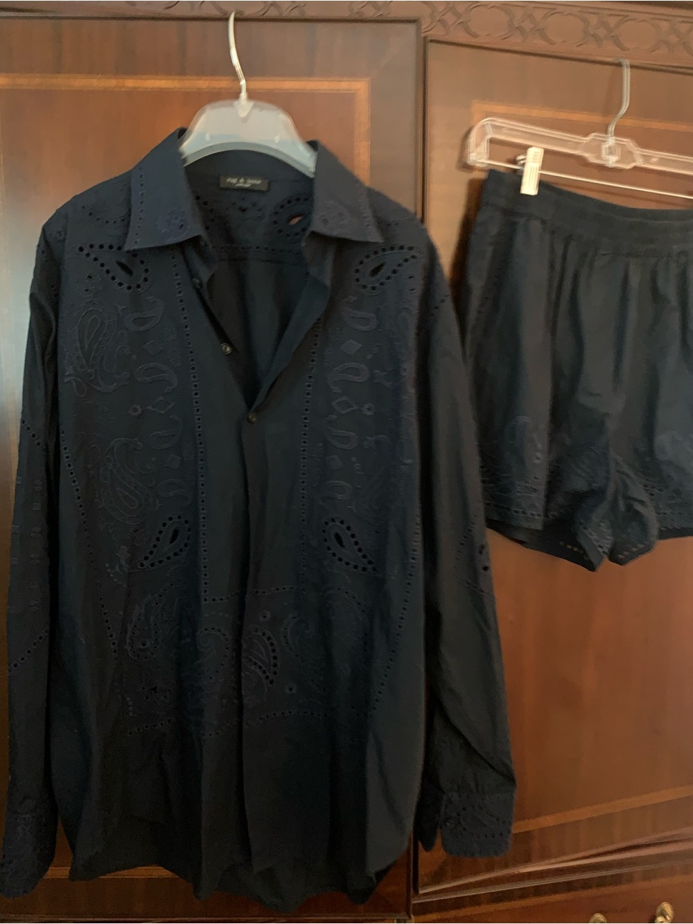 rag & bone Navy Eyelet Button-Up Shirt & shorts set